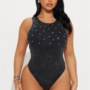 Gray Rhinestone Bodysuit